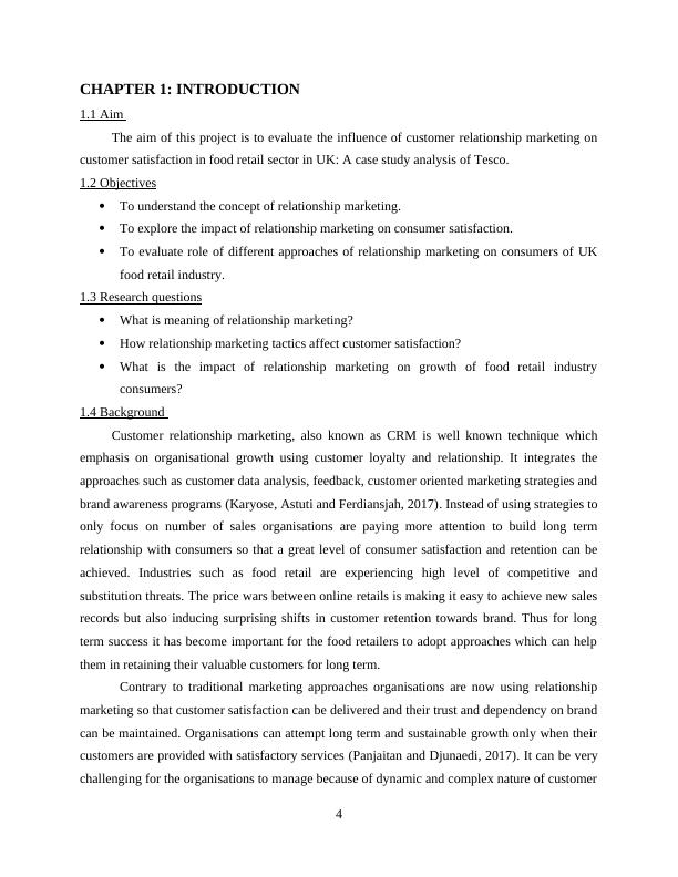 The influence of customer relationship marketing on customer satisfaction in the food retail sector in the UK TESCO_4