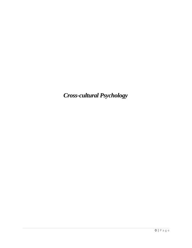 Analysis Of Cross-cultural Psychology