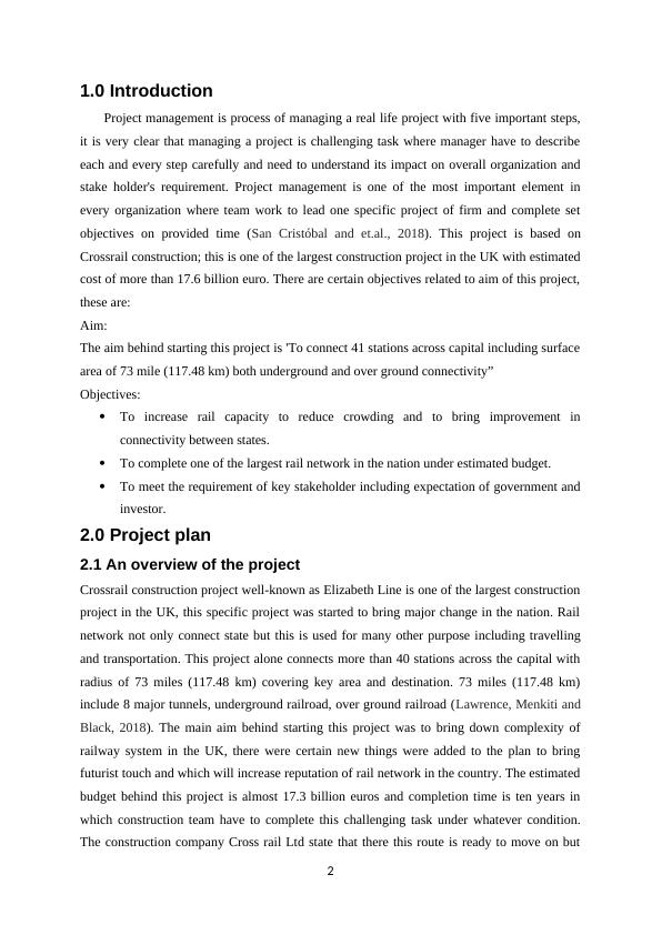 Project Management Plan for Crossrail Construction | Desklib