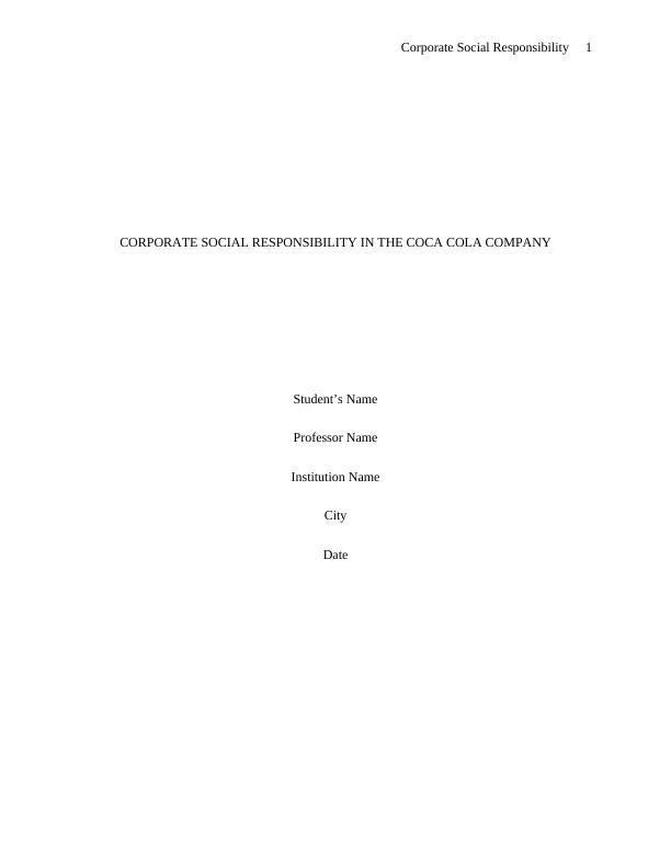 Corporate Social Responsibility in the Coca-Cola Company_1