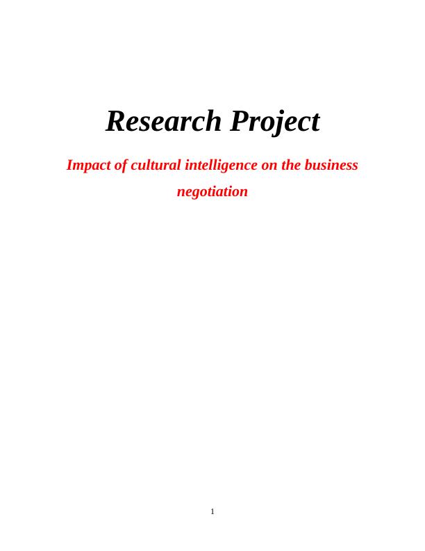 business negotiation research paper