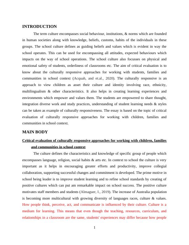 Culturally Responsive Approaches In School Context - Critical Evaluation