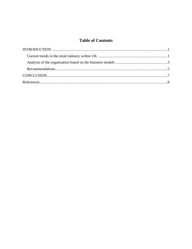 Current Retail Trends in UK and Analysis of Sainsbury's Business Model