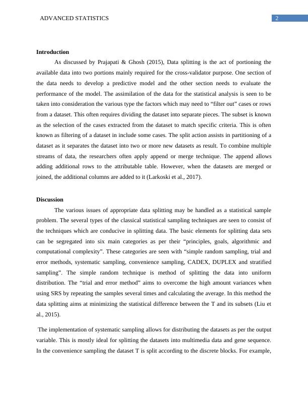 Data Splitting Techniques in Advanced Statistics