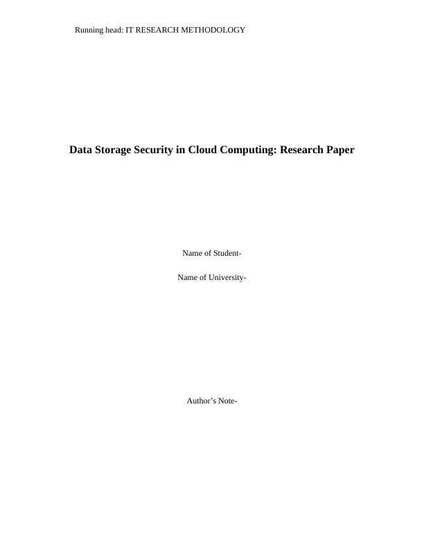 Data Storage Security in Cloud Computing: Research Paper_1