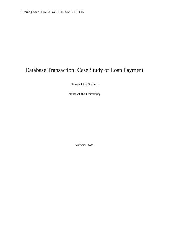 Database Transaction: Case Study of Loan Payment_1