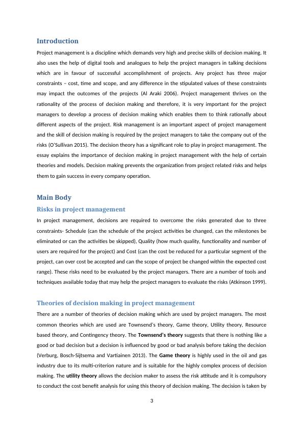 Importance of Decision Making in Project Management | Desklib