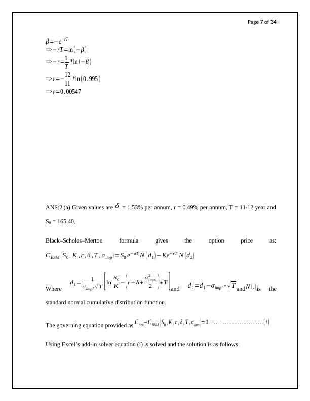 Derivatives Coursework: Regression, Black-Scholes-Merton Formula, and ANOVA_7