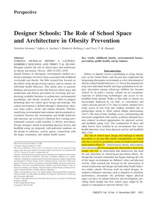 Designer Schools: The Role of School Space and Architecture in Obesity Prevention_1