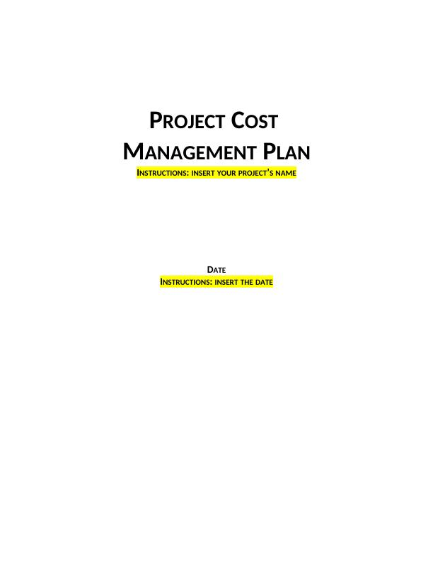 Desklib Cost Management Plan for Garden Development Project_1