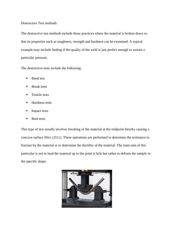 Destructive And Non-Destructive Testing Methods In Engineering - Desklib