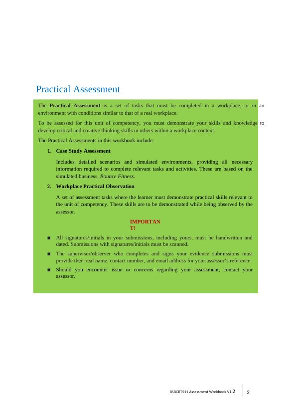 Develop Critical Thinking Assessment for BSBCRT511_2