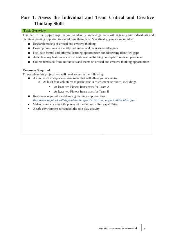 Develop Critical Thinking Assessment for BSBCRT511_4