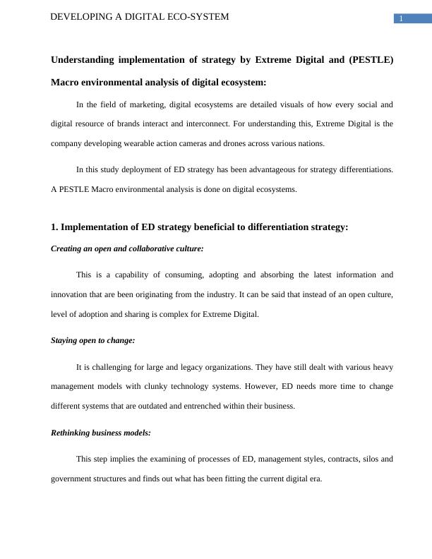 Developing a Digital Eco-System - Implementation of Strategy by Extreme Digital and PESTLE Macro Environmental Analysis_2