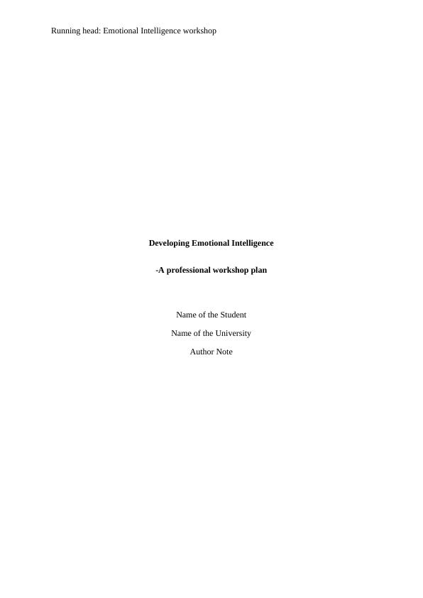Developing Emotional Intelligence - A Professional Workshop Plan_1