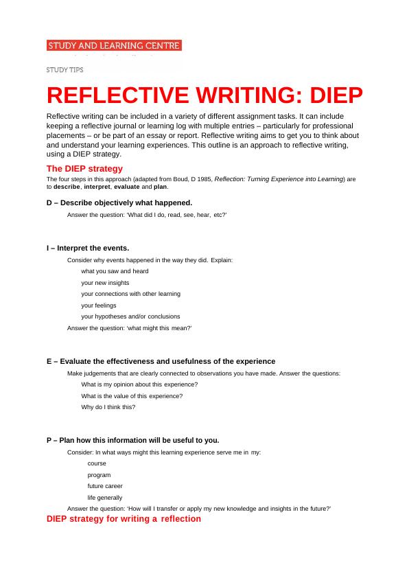 Reflective Writing: DIEP Strategy for Managing Innovation_1