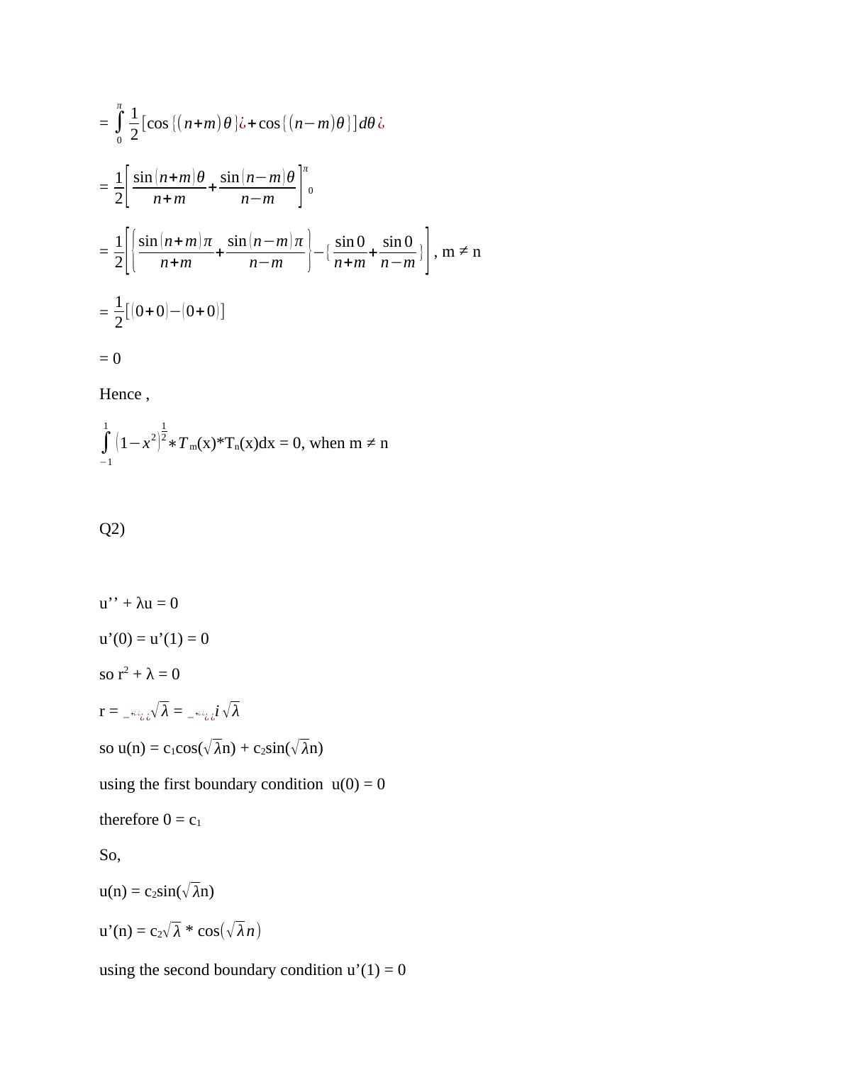 Differential Equations With Boundary Conditions - Desklib