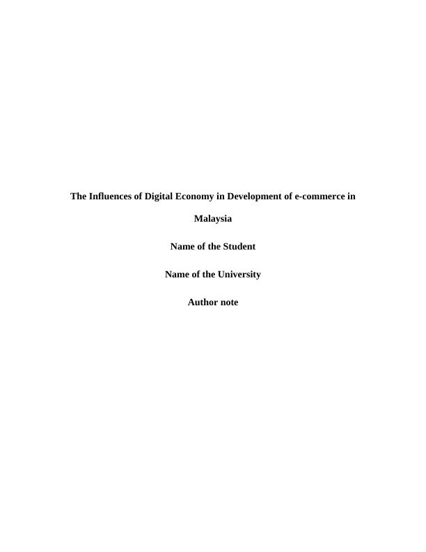 Influences of Digital Economy on E-commerce in Malaysia_1