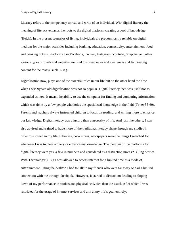 essay on digital literacy in 250 words