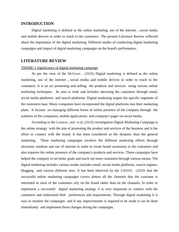 literature review of marketing