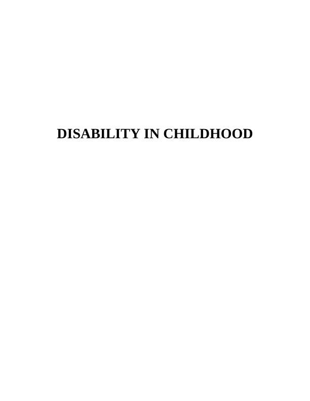 Understanding Disability in Childhood: Social and Medical Models_1