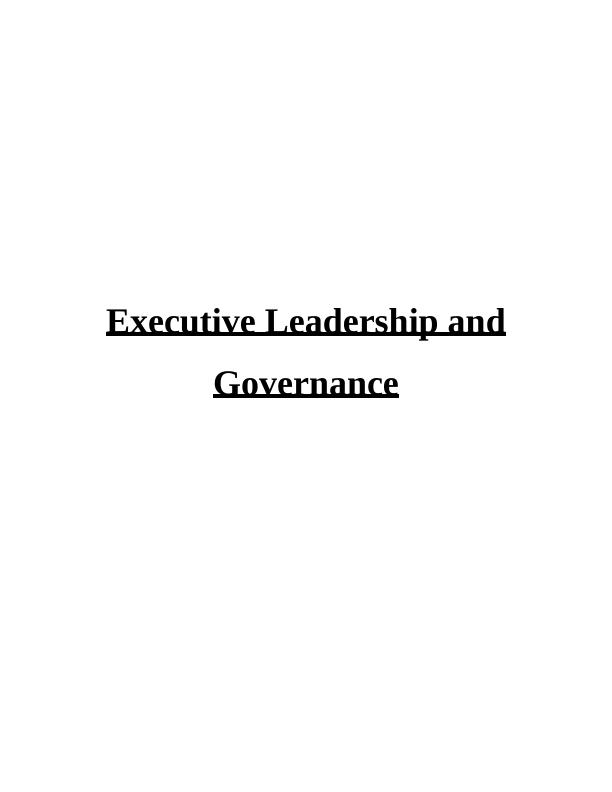 Executive Leadership And Governance In The Walt Disney Company