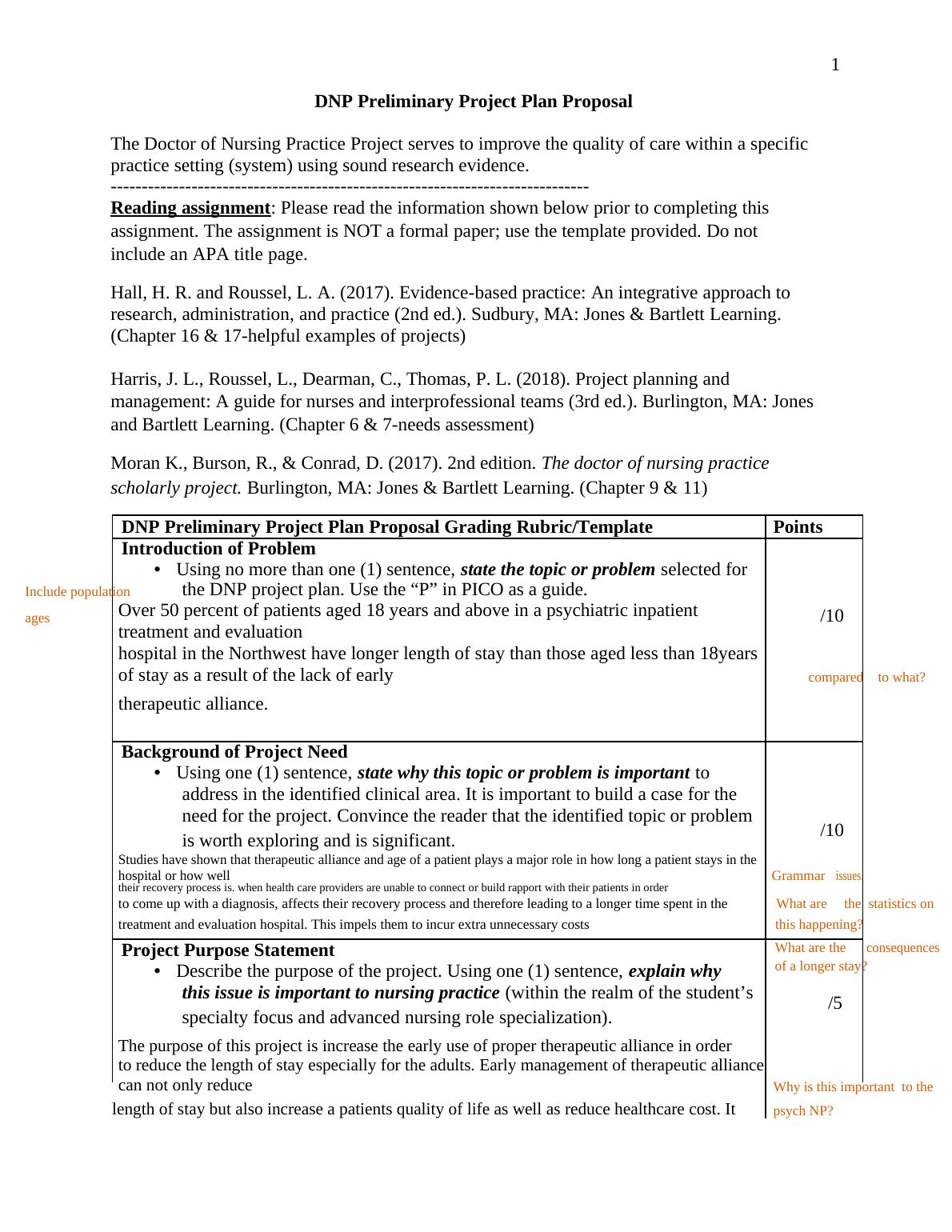 DNP Project Plan Proposal to Improve Therapeutic Alliance and Reduce ...