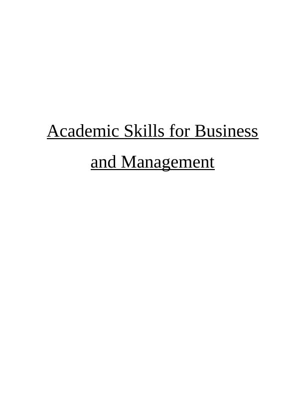 academic skills for business and management essay
