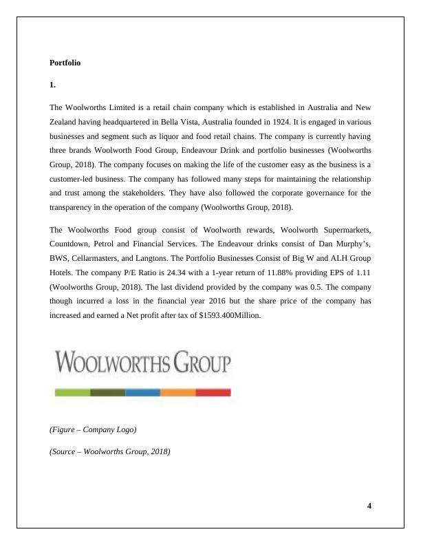 Analysis of Woolworths Group: Finance and Performance Evaluation_4