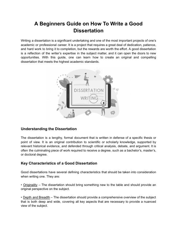 Beginner’s Guide to Writing a Good Dissertation: Dedication, Patience, and Hard Work_1