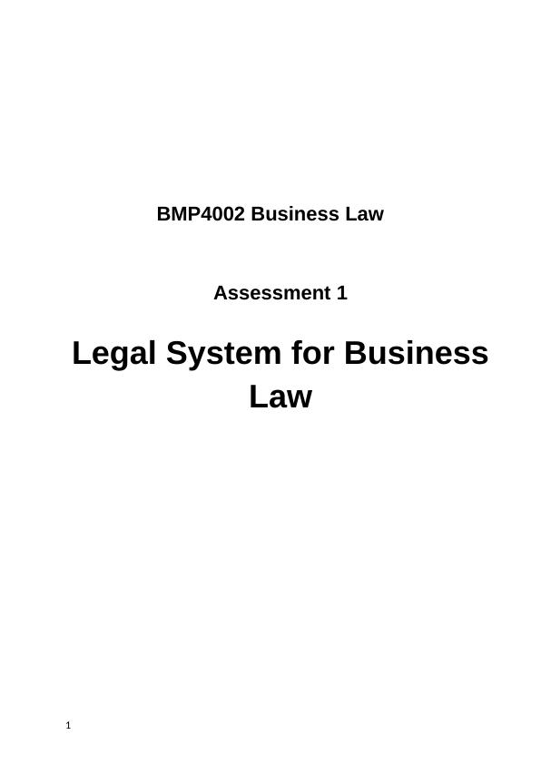Business Law: Legal System, Classification, Sources, and UK Law Making Process_1