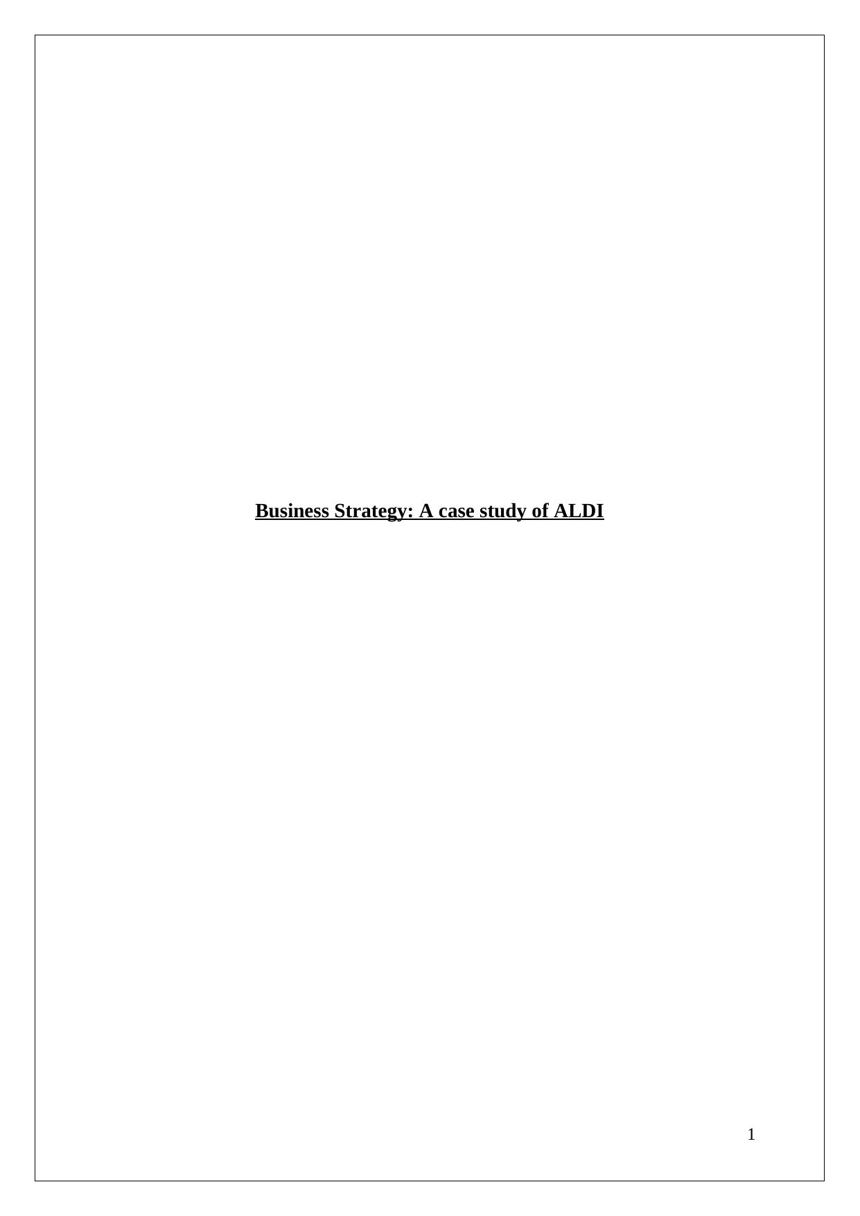 Business Strategy: A Case Study of ALDI_1