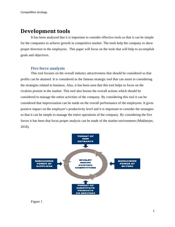 Development Tools for Competitive Strategy: Five Force Analysis, Resource Based View Analysis, PESTLE Analysis, and SWOT Analysis_2