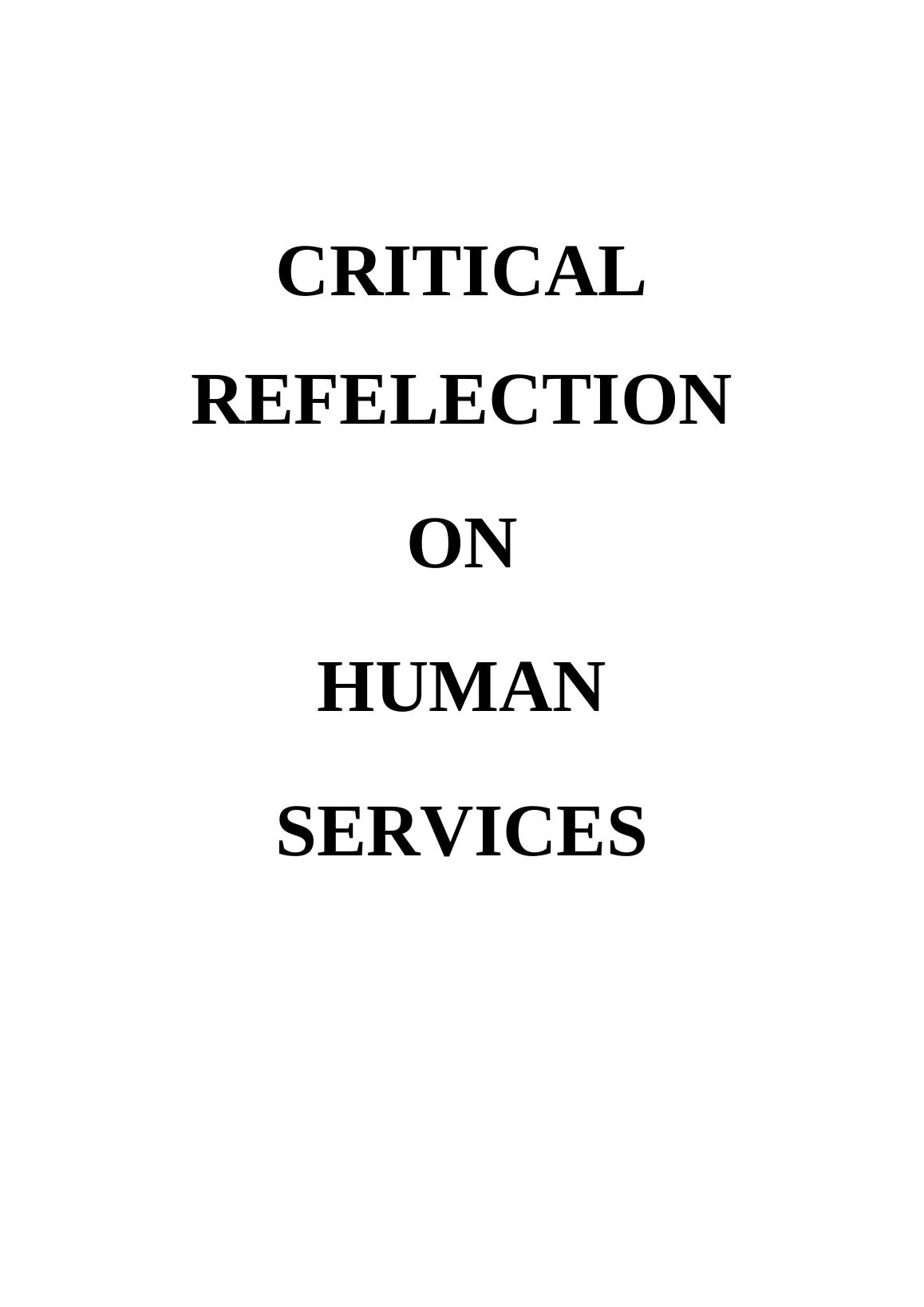 human services reflective essay