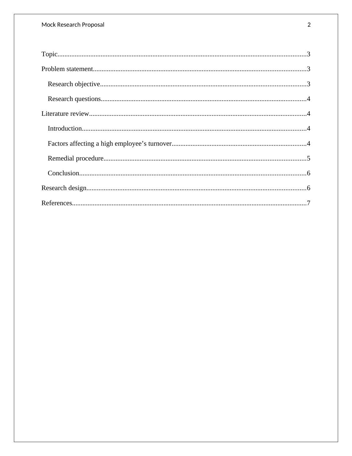 employee turnover research proposal pdf