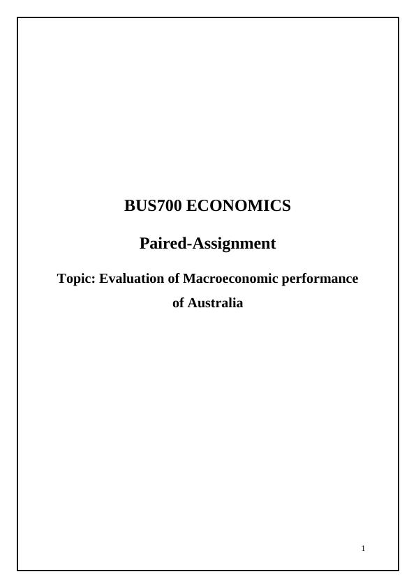 Evaluation of Macroeconomic Performance of Australia (1990-2015)_1