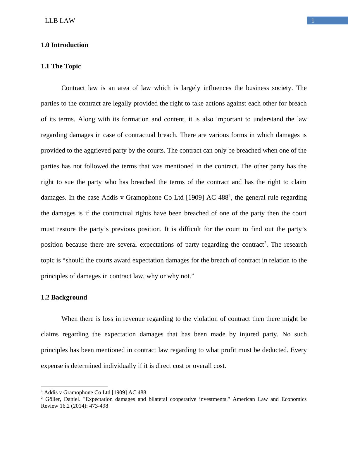 damages in contract law essay