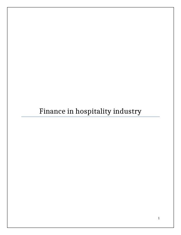 Finance in Hospitality Industry_1