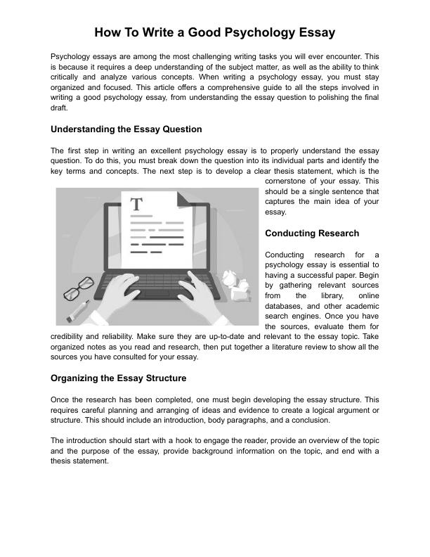 Guide to Writing a Good Psychology Essay: Understanding, Analyzing, and Organizing_1