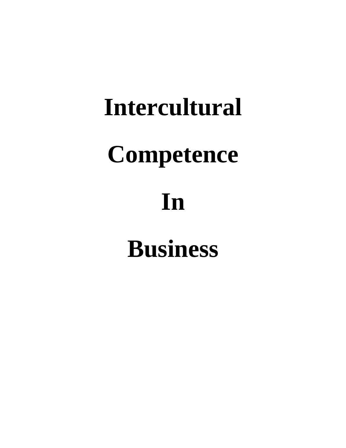 essays on intercultural competence