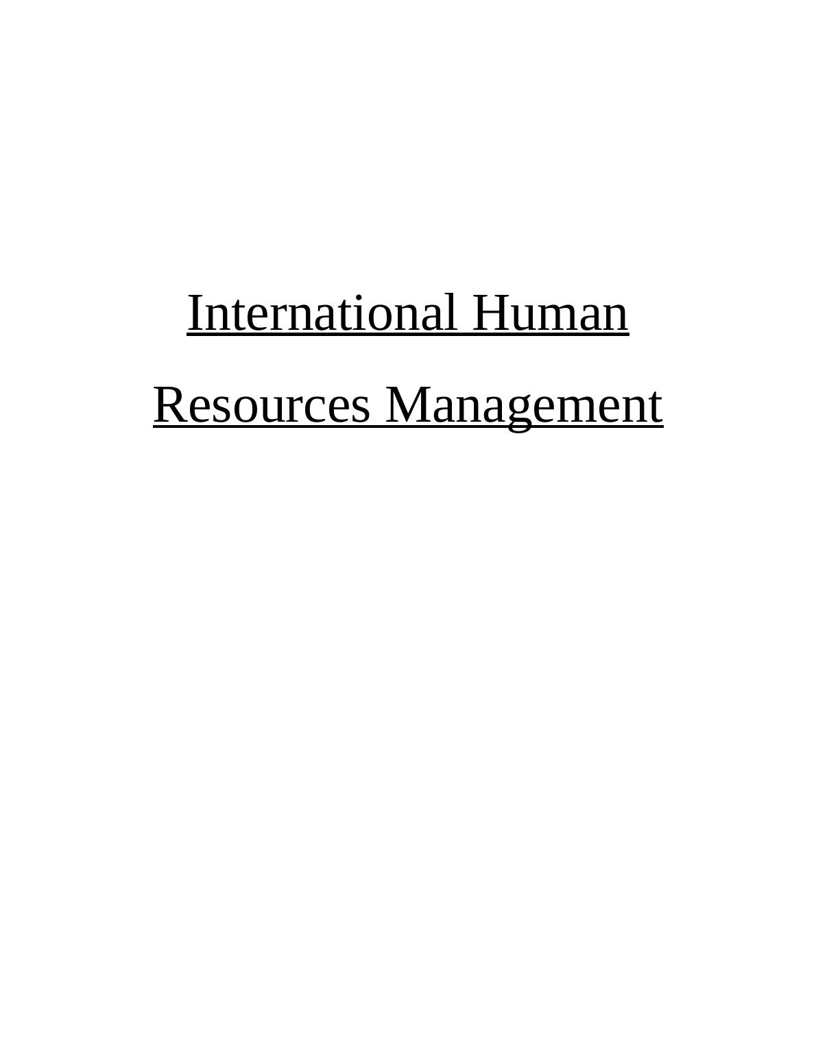 international human resource management assignment