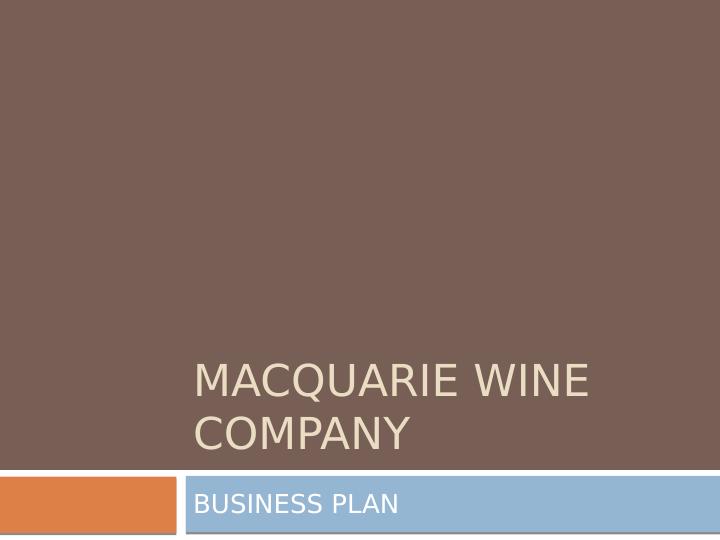 wine brand business plan