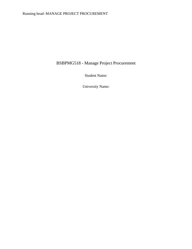 (BSBPMG518) - Manage Project Procurement_1