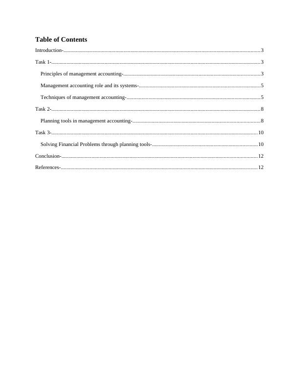 Management Accounting: Principles, Role, and Techniques - Desklib