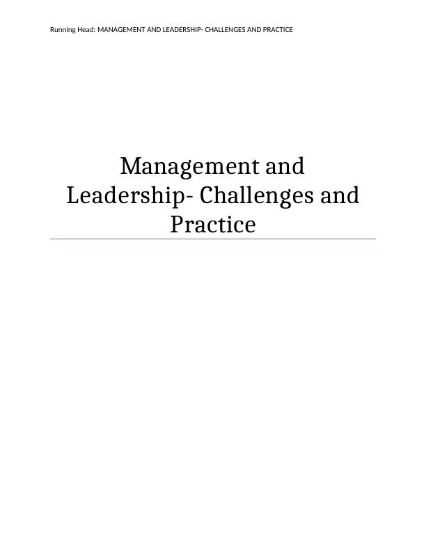 Management and Leadership- Challenges and Practice_1