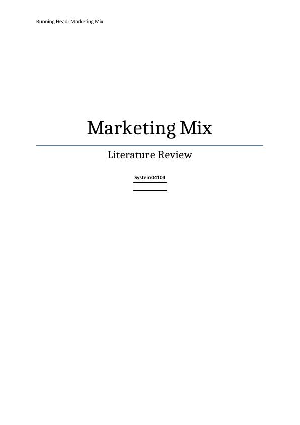 literature review on marketing mix pdf