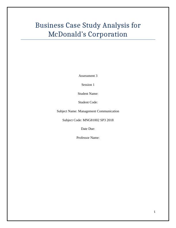 McDonald’s Corporation: Analysis of Social Media Strategies_1