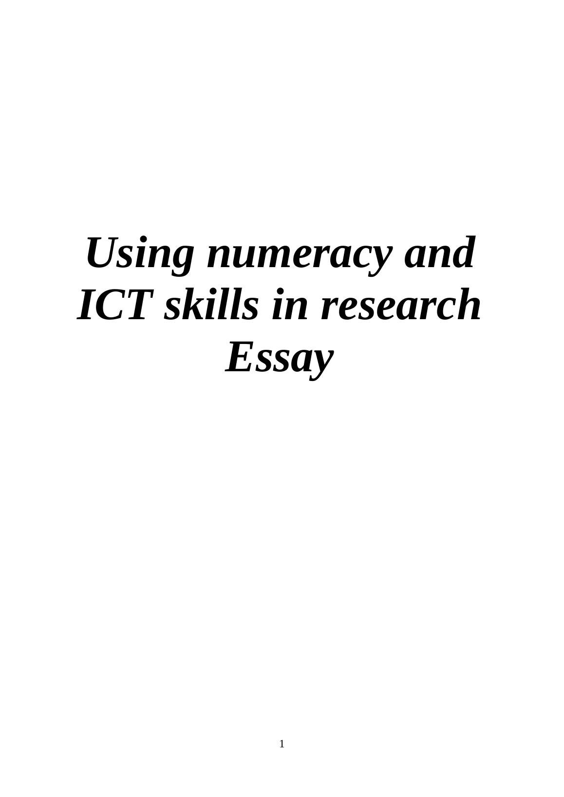 numeracy skills research paper