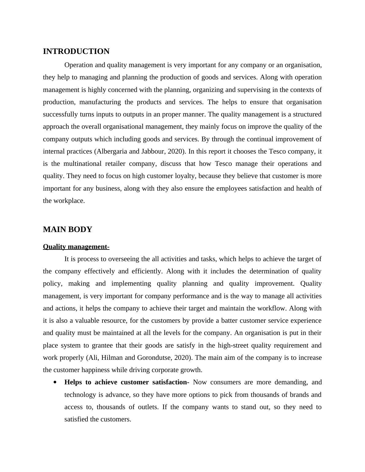 Operations and Quality Management in Tesco - Desklib