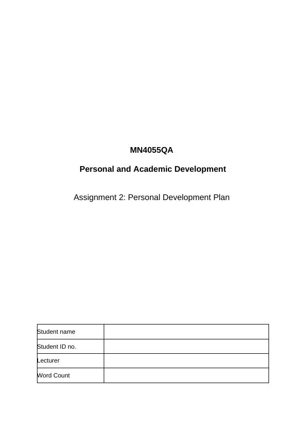 Personal Development Plan for Desklib_1